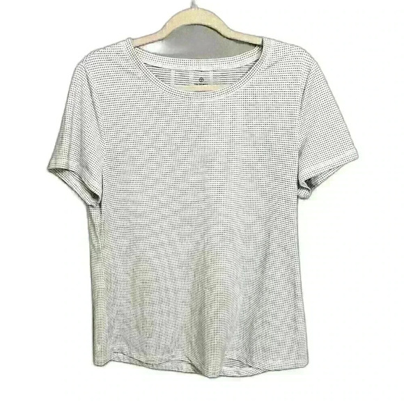 Talbots Tops - Talbots Womens Activewear Lg White w/Black Polka Squares Short Sleeve T-Shirt